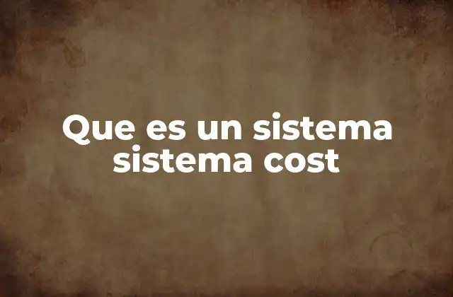Que es un Sistema Sistema Cost