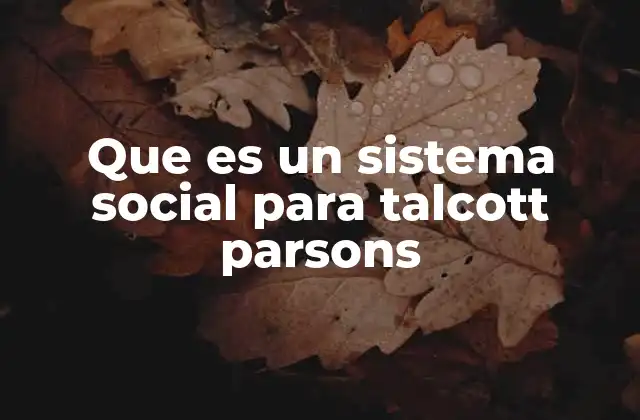 Que es un Sistema Social para Talcott Parsons