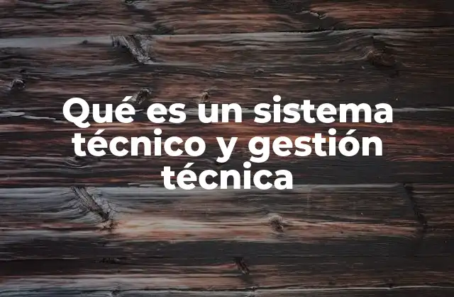 Qué es un Sistema Técnico y Gestión Técnica