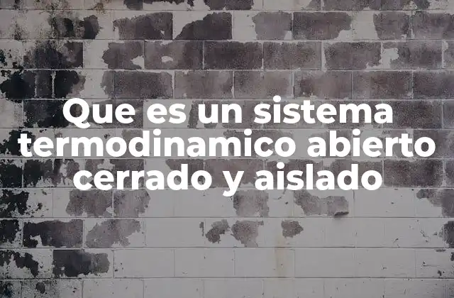 Que es un Sistema Termodinamico Abierto Cerrado y Aislado