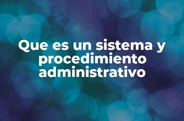 Que es un Sistema y Procedimiento Administrativo