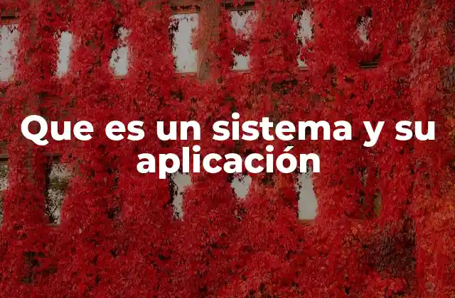 Que es un Sistema y Su Aplicación