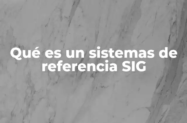 Qué es un Sistemas de Referencia Sig