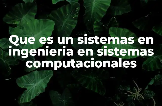 Que es un Sistemas en Ingenieria en Sistemas Computacionales