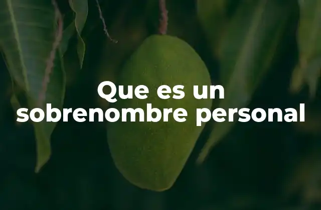 Que es un Sobrenombre Personal