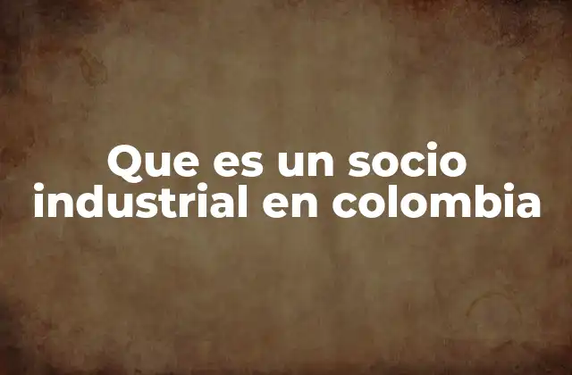 Que es un Socio Industrial en Colombia