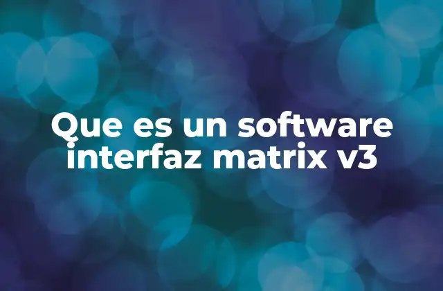 Que es un Software Interfaz Matrix V3
