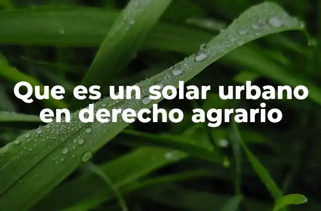 Que es un Solar Urbano en Derecho Agrario