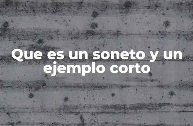 Que es un Soneto y un Ejemplo Corto