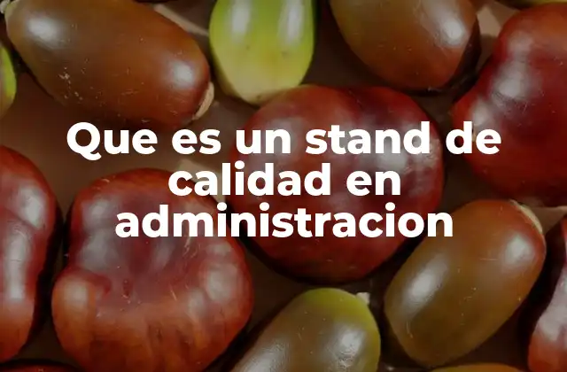 Que es un Stand de Calidad en Administracion