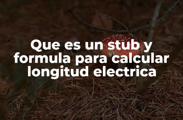 Que es un Stub y Formula para Calcular Longitud Electrica