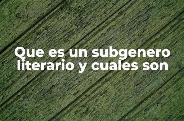 Que es un Subgenero Literario y Cuales Son