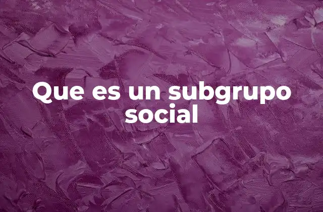 Que es un Subgrupo Social