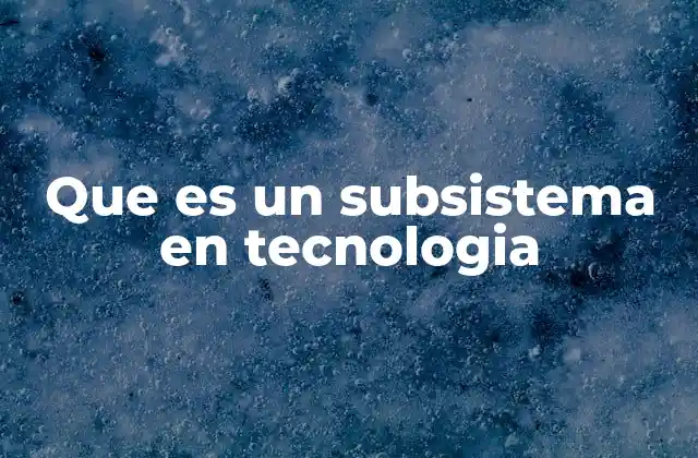 Que es un Subsistema en Tecnologia