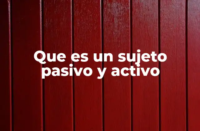 Que es un Sujeto Pasivo y Activo