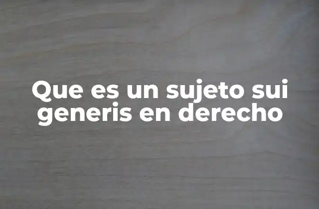 Que es un Sujeto Sui Generis en Derecho