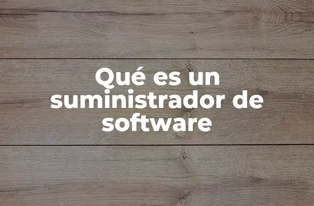 Qué es un Suministrador de Software