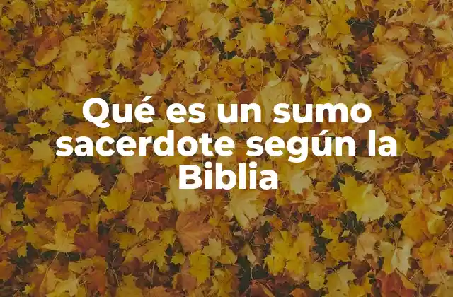 Qué es un Sumo Sacerdote según la Biblia