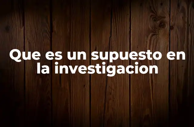 Que es un Supuesto en la Investigacion