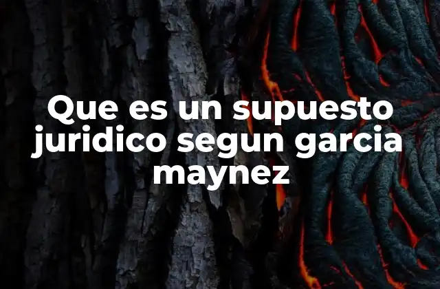 Que es un Supuesto Juridico Segun Garcia Maynez