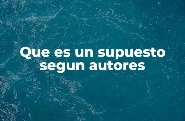 Que es un Supuesto Segun Autores