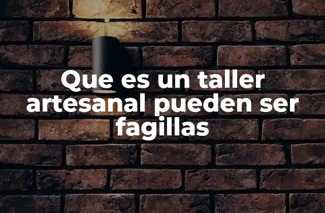 Que es un Taller Artesanal Pueden Ser Fagillas