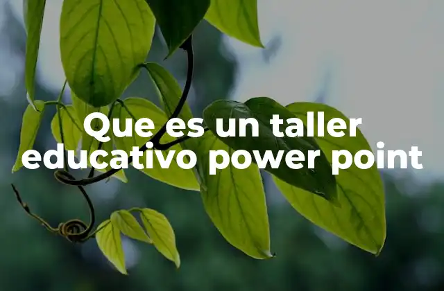 Que es un Taller Educativo Power Point