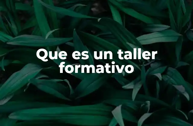 Que es un Taller Formativo