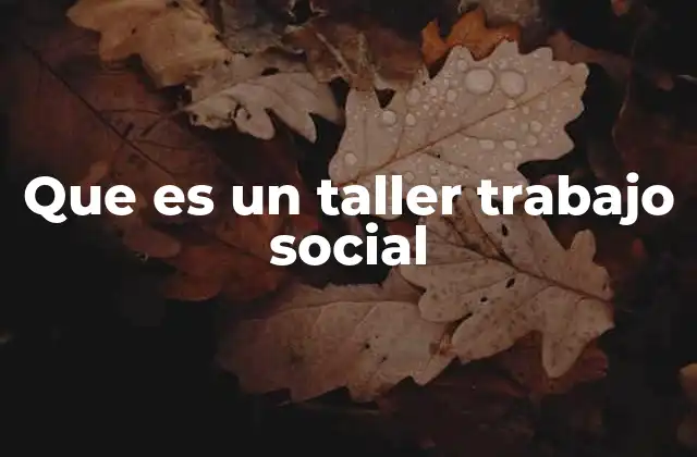 Que es un Taller Trabajo Social