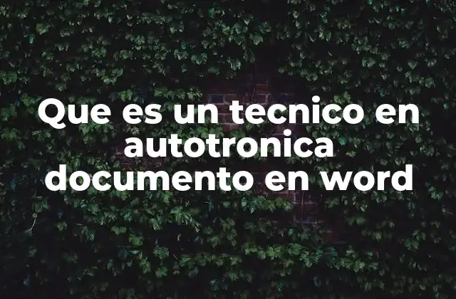 Que es un Tecnico en Autotronica Documento en Word