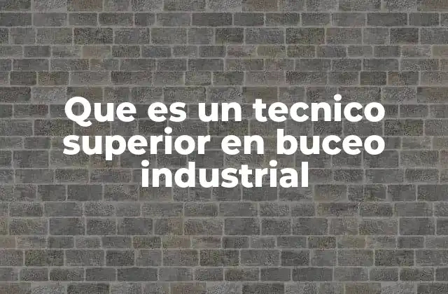 Que es un Tecnico Superior en Buceo Industrial