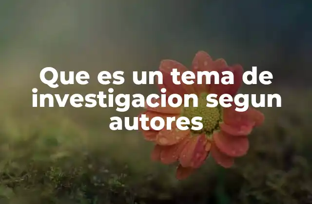 Que es un Tema de Investigacion Segun Autores