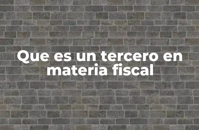 Que es un Tercero en Materia Fiscal
