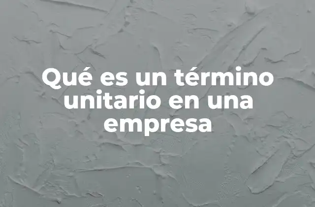Qué es un Término Unitario en una Empresa