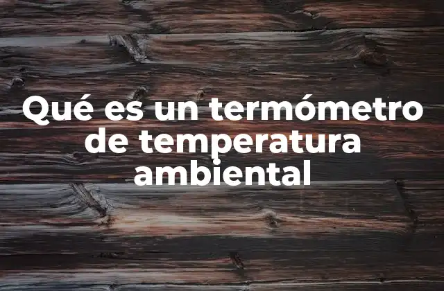 Qué es un Termómetro de Temperatura Ambiental