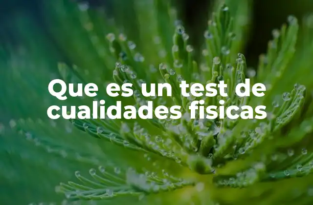 Que es un Test de Cualidades Fisicas