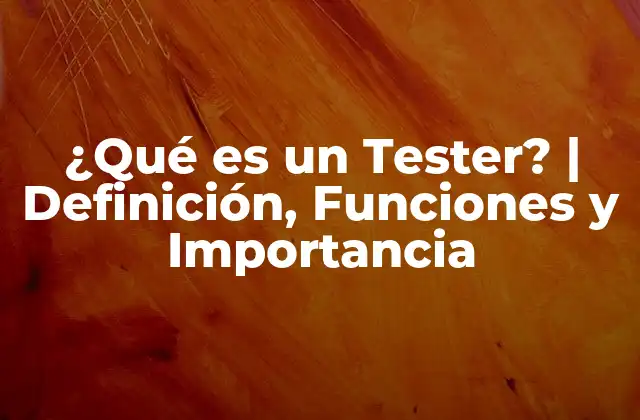 ¿qué es un Tester? | Definición, Funciones y Importancia