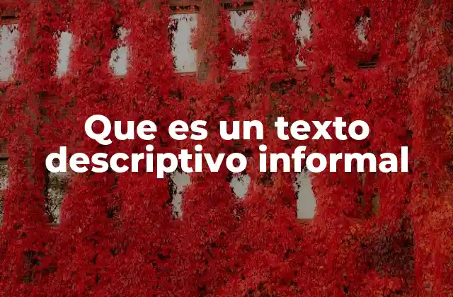 Que es un Texto Descriptivo Informal