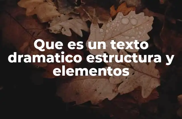 Que es un Texto Dramatico Estructura y Elementos