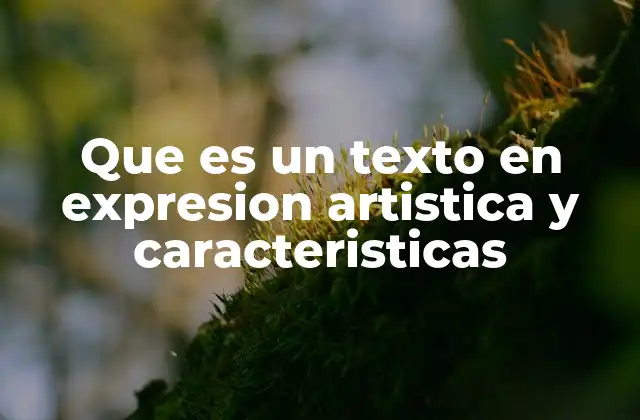 Que es un Texto en Expresion Artistica y Caracteristicas