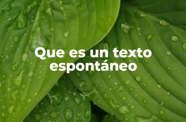 Que es un Texto Espontáneo