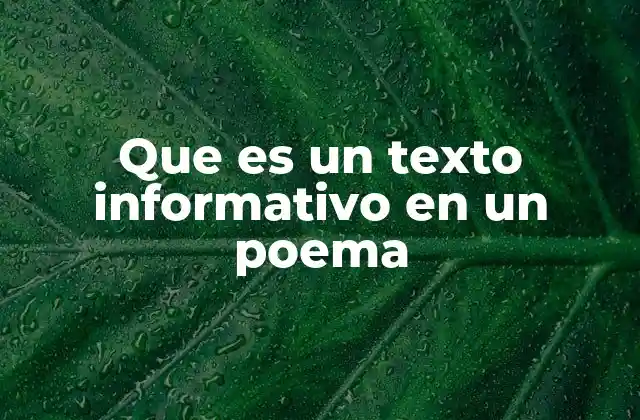 Que es un Texto Informativo en un Poema