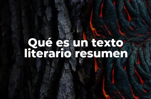 Qué es un Texto Literario Resumen