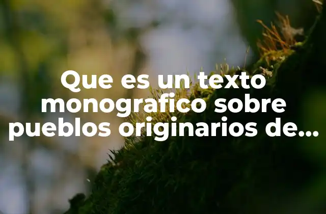 Que es un Texto Monografico sobre Pueblos Originarios de Mexico