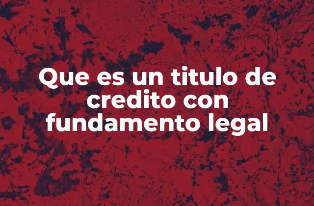 Que es un Titulo de Credito con Fundamento Legal