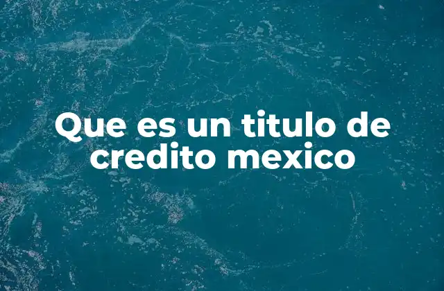 Que es un Titulo de Credito Mexico