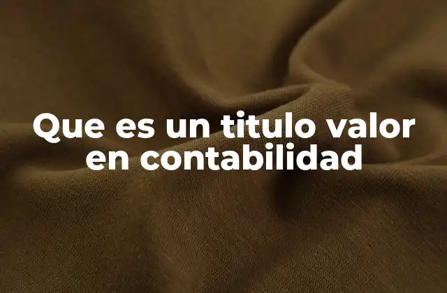 Que es un Titulo Valor en Contabilidad