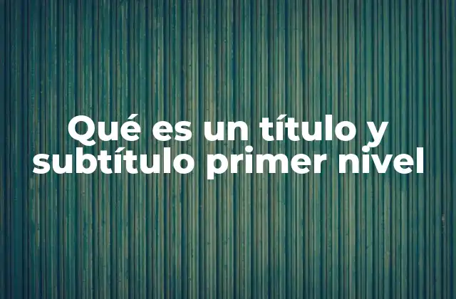 Qué es un Título y Subtítulo Primer Nivel