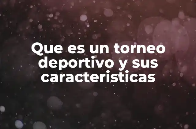 Que es un Torneo Deportivo y Sus Caracteristicas