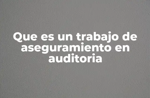 Que es un Trabajo de Aseguramiento en Auditoria
